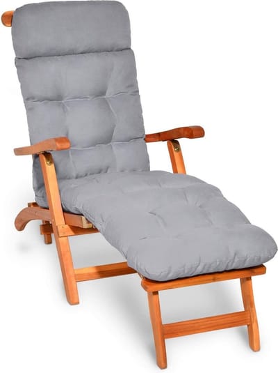 Beautissu Deckchair Kussen 200x50x8 cm - Ligstoelkussen Licht Grijs - Matraskussen voor Hangmatten en tuin-/terrasstoelen - Flair DC
