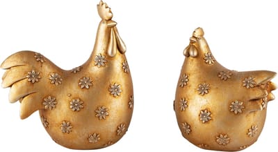 Dekoratief | Kippetje goud, resina, 10x6x12cm, set van 2 stuks | A240637