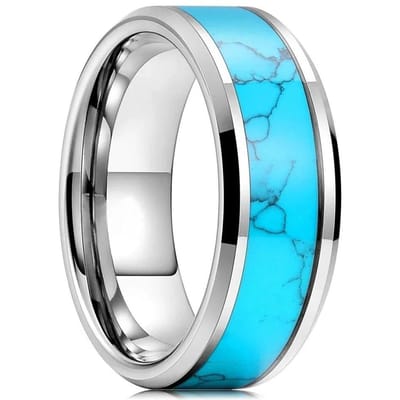 Mode RVS Ring voor Mannen met Vlam Kleurverloop Inleg Geschikt voor Dagelijks Gebruik & Speciale Gelegenheden, Cadeau voor Hem Niet-Verkleurend 13 blue