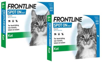 Frontline Spot On Anti Vlooien en Teken Druppels Kat vanaf 1 kg - 2 x 6 pipetten - Voordeelverpakking