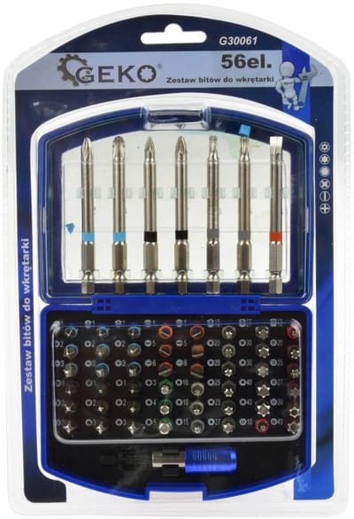 GEKO Boor- en schroefbitset - 56-delig - CrV staal - 25 mm & 75 mm bits