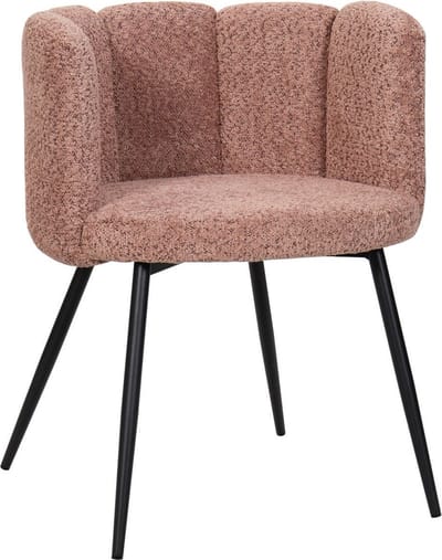 BukkitBow – Eetkamerstoel / Bureaustoel met Bloembladontwerp – Geschikt als Make-up Stoel - Chenille & Metalen Onderstel - Chenille Stof – Roze
