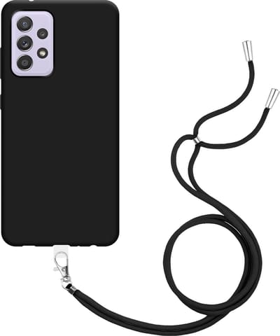 Cazy hoesje met koord geschikt voor Samsung Galaxy A52 (4G/5G) / A52s Hoesje met Koord - Flexibele Case - Zwart