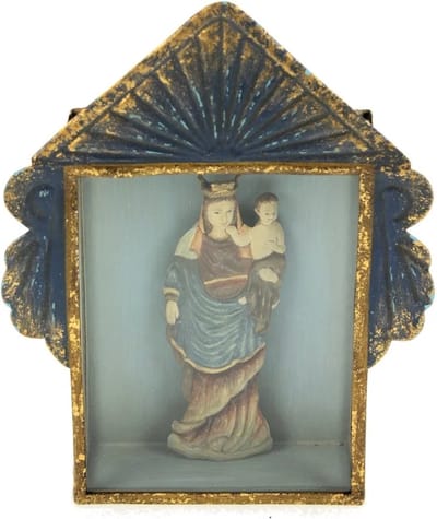 Madonna met kind in kastje 18x5x24cm