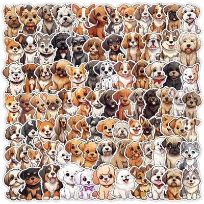 10100 Stuks Schattige Puppy Honden Stickers Hond Kawaii Huisdier Cartoon Dieren Cadeau Waterdichte Stickers Voor Diy Laptop Telefoon Decoratie beige