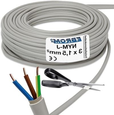 Installatiekabel NYM-J - Natte kamerleiding Elektriciteitsdraad - Vaste installatie - Vlamwerend - 3x15 mm² 170 meter - Grijs