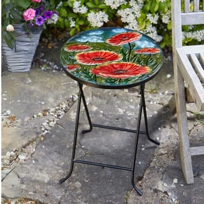 Ronde Salontafel voor Buitentuindecoraties - Opvouwbare Bistrotafel met Glazen Blad