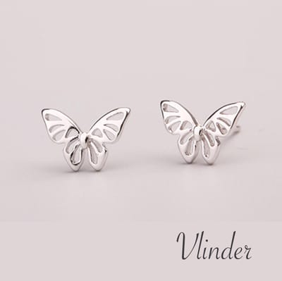 Gading® Oorknopjes zilveren meisje dames - Oorknoppen - 11mm - 8mm - Vlinder - zilver 925