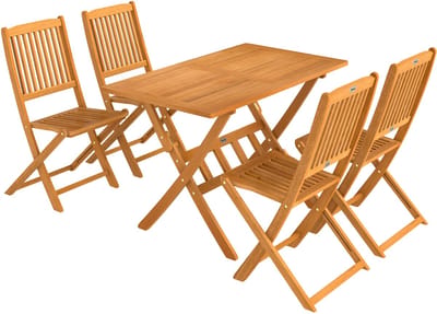 Balkonset 4 personen - Tuinset - Bistroset - Natuurlijk hout - Weerbestendig - 5 delig - 4 stoelen - 4 personen - Acaciahout