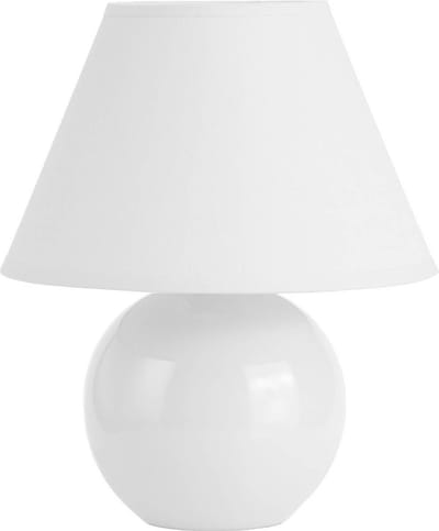 Brilliant Primo tafellamp, wit, Ø 19 cm, textiel/keramiek