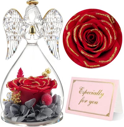 Eeuwige Roos - Bloem Decoratie - Cadeau Geven - Echt Geconserveerd - 13 cm Hoog - Rood