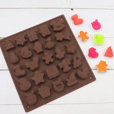 Dailygoods- Chocoladevorm 25 Holtes - Siliconen - Antiaanbaklaag - Herbruikbaar - Vaatwasmachinebestendig - Afmetingen 18,8x18,8x1,5 cm - Bakvorm
