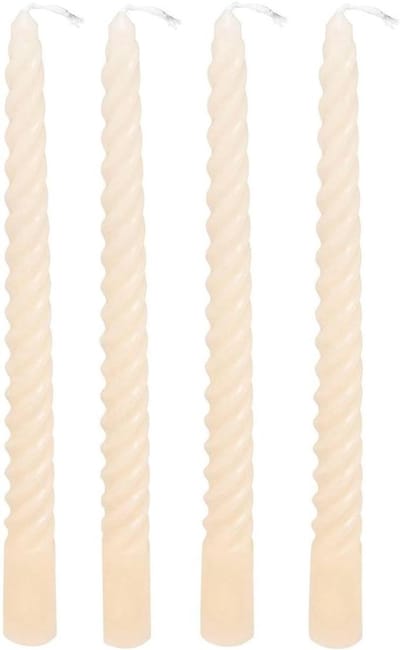 Spiraalkaarsen Set - Dinerkaarsen Lange Kaarsen - Sfeerverlichting Creëren - Elegante Spiraalvorm - 25 cm - Ivoor