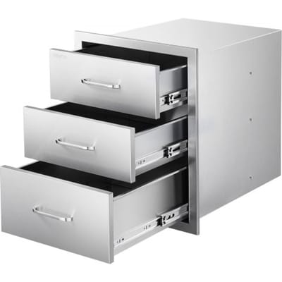 VEVOR Buitenkeukenlades 46x59x59 cm (BxDxH), drievoudige roestvrijstalen grilllades met handgrepen, grilllades voor buitenkeuken of grilleiland, terrasgrillstation, ladekast