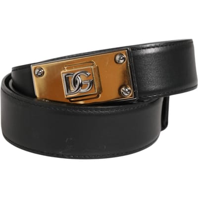 Dolce & Gabbana Zwart Leren Classic Metalen Logo Gespriemier