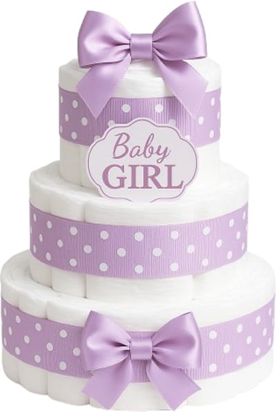 Luxe Luiertaart Baby Girl – Lila Strik & Polkadot Design