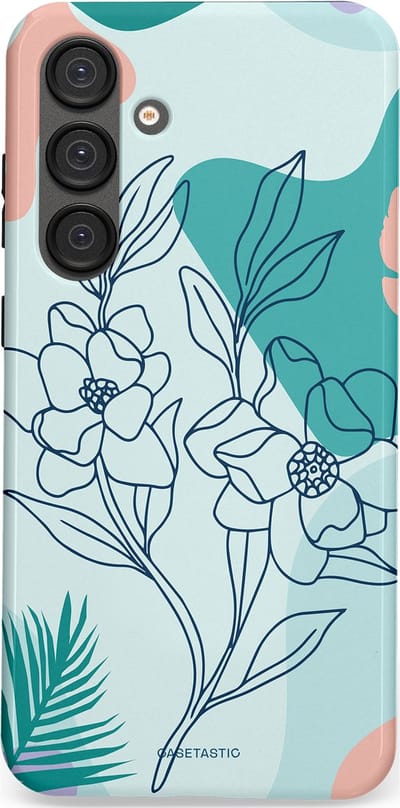 Casetastic Hoesje Geschikt voor Samsung S25 Plus - Stijlvolle Beschermende Duo-layer Case - Zeegroen Bloemenfestijn