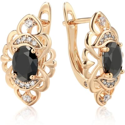 Nouvelles Boucles d'Oreilles Créoles Brillantes Rétro Couleur Or Rose Mode Bijoux de Mariage Uniques Modernes Boucles d'Oreilles Pendantes en Zircon Naturel beige
