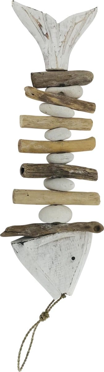 Houten vis - muurdecoratie - Indiase wanddecoratie - 30x15 - M