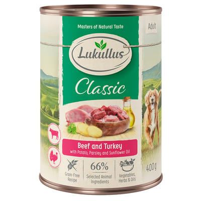 24x400g Adult Rund & Kalkoen Lukullus Hondenvoer