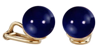Traveller Clip Oorbellen - Oorclips Dames - Goudkleurig - Parels - 10 mm - Donker Blauw - Verguld - 112307