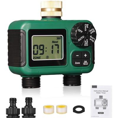 Irrigatietimer Messing Inlaat Slimme Regenuitstel Functie 2 Zone Waterslangtimer voor Tuin blue