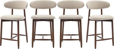 COLAMY Barkrukken set van 4 - keukenbarstoelen met rugleuning - Barstoel houten poten - beige
