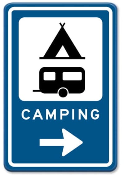 Bord Camping pijl rechts - Weerbestendig Aluminium - 40x60 cm - Bevestiging: Zonder bevestiging (alleen het bord)