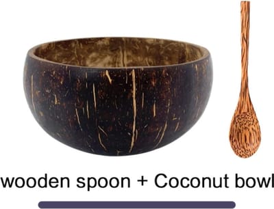 Set van 2 producten - Kokos kom en bamboe lepel voor henna mixen - decoratie in huis - ecologisch
