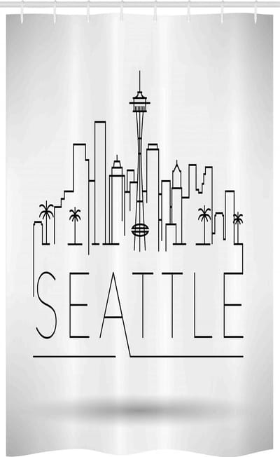 ABAKUHAUS Seattle Skyline Douchegordijn – 120x180 cm – Antraciet/Wit – waterafstotend
