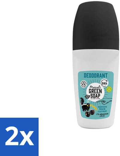 2 x Marcel's Green Soap - Deodorant Roller - Mimosa & Blackcurrant - Langdurige frisheid - 50 ml - Deodorant - Natuurlijke Deodorant - Aluminiumvrije Deodorant - Vegan Deodorant - Duurzame Deodorant