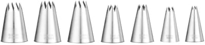 HENDI Set van 7 stervormige spuitmondjes – veelzijdige maten voor decoratie – ø6-18 mm