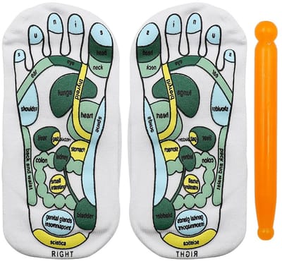 Store_9 - Acupressuursokken - Reflexologiesokken - Massagehulpmiddelen - Wit en Groen - Vijf Tenen - Perfect voor Ontspanning en Welzijn