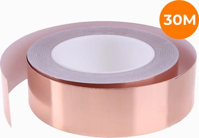 Kopertape – 30 Meter - Geleidende Tape – Anti Slakken Tape – Slakkentape – Planten Bescherming – EMI Afscherming - Black Friday 2023 - Sinterklaas Cadeautjes - Deals