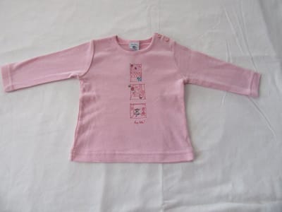 petit bateau , meisje, t-shirt lange mouw , rose, trop belle ! , 6 maand 67