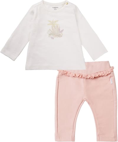 Noppies - Kledingset - 2delig - Broek Crowley Peach Beige - Shirt Novato Pristine - Maat 74