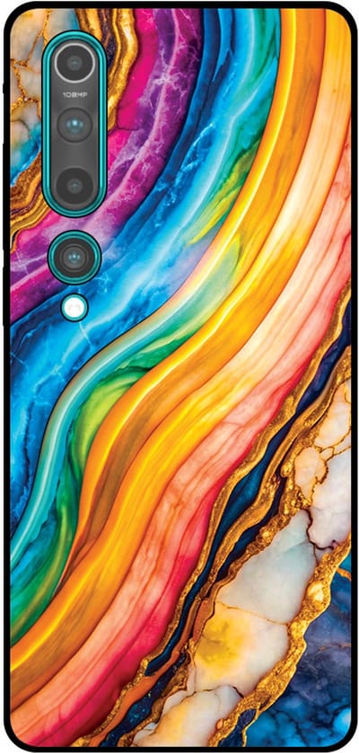 Smartphonica Telefoonhoesje Geschikt voor Xiaomi Mi 10 / 10 Pro met Regenboog Goud Marmer Opdruk - TPU Backcover Case Rainbow Gold Marble Design geschikt voor Xiaomi Mi 10;Xiaomi Mi 10 Pro