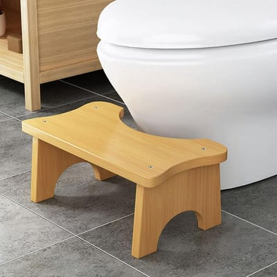 Houten Toiletkruk - Opstapkruk Badkamer - Zindelijkheidstraining - Antislip Voetjes - 39 x 20 x 17 cm - Houtkleur