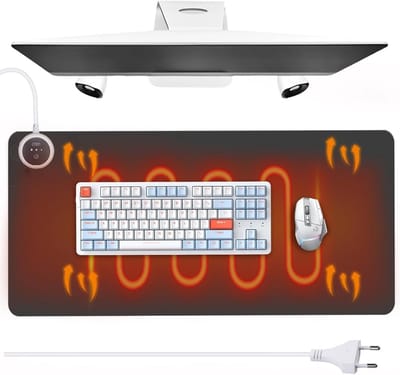 Verwarmd Bureauonderlegger XL (80x33 cm) - Grote Verwarmingstablet met 3 Warmtestanden voor PC & Laptop
