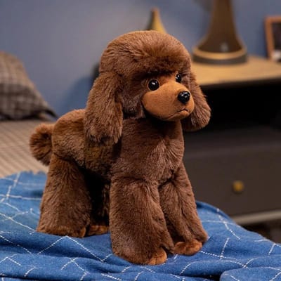 Levensechte Poedel Hond Pop Handgemaakt Knuffel Pluche Speelgoed Realistisch Teddy Puppy Simulatie Dier Model Creatief Cadeau 20cm bruin