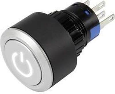 TRU COMPONENTS 1303032 LAS1-AWY-11T/W/12V/P Druktoets 250 V/AC 3 A 1x uit/(aan) Moment Wit IP65 1 stuk(s)