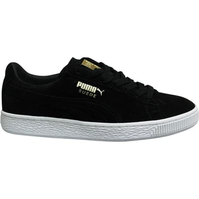 Puma Suede Classic Metal Badge Zwart Leer Lace Up Herentrainers 370081 01