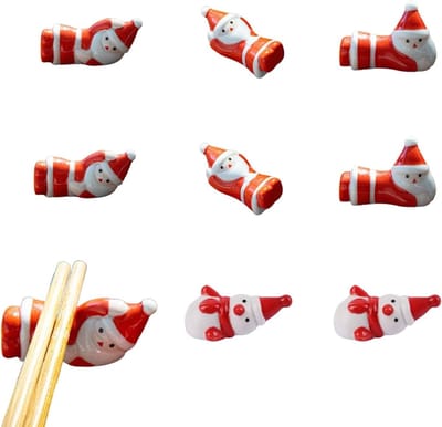 8 Stuks Keramische Santa Houder voor Etenstokjes, Decoratieve Etenstokjeshouder voor de Eettafel, Perfect voor Feestdagen en Kerstdecoratie