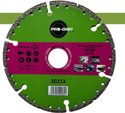 Pro-Diam Multi Material Diamantschijf Ø 230 mm – Universeel voor Tegel, Beton, Metaal, PVC & Hout – Slijpschijf Droog Gebruik – Haakse Slijper