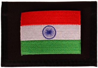 Portemonnee zwart 14x10cm - Vlag India - 8x6cm