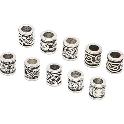 10 STUKS Viking Baardkralen Legering Antiek Noors Dreadlock Kralen voor Baard Haar DIY Armband Ketting white