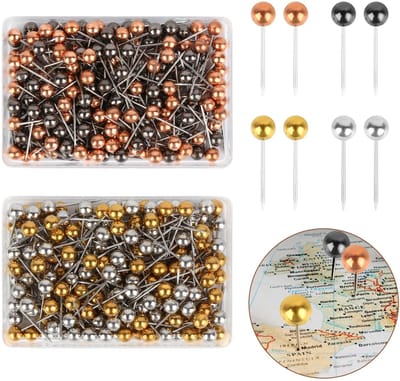 Dailygoods - 400 stuks push pins in 4 kleuren voor prikborden - Duurzame metalen punaises