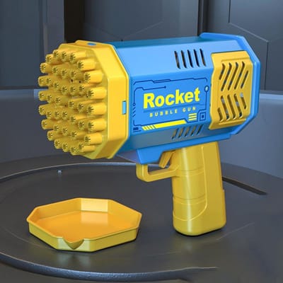 40 Gaten Elektrisch Raket Zeepbel Pistool Speelgoed Bellen Blaasmachine Automatische Zeep Blaasapparaat met Licht Zomer Buiten Feest Spelletjes Kind Cadeau blue