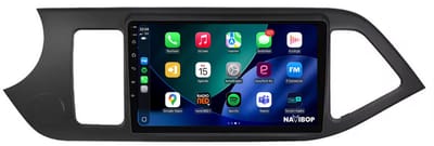 Geschikt voor Kia Picanto (2011 t/m 2017) | 9 inch Android 15.0 CarPlay autoradio | Draadloos CarPlay & Android Auto | 2GB RAM + 32GB | Mic, Camera (AHD) & DAB+ | Bluetooth & WiFi | NAVIBOP NB-1767 | Bouwjaar 2011 t/m 2017