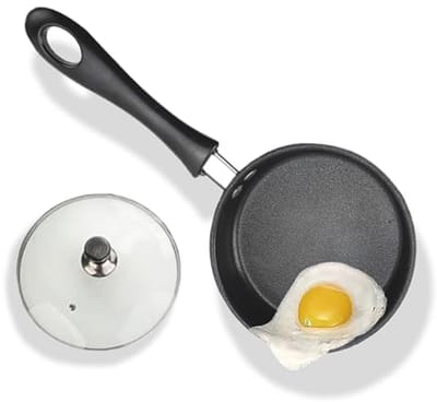 Dailygoods- Koekenpan 16 cm - Antiaanbaklaag - Roestvrij staal - Glazen deksel - Draagbaar - Energie-efficiëntie - Omeletpan